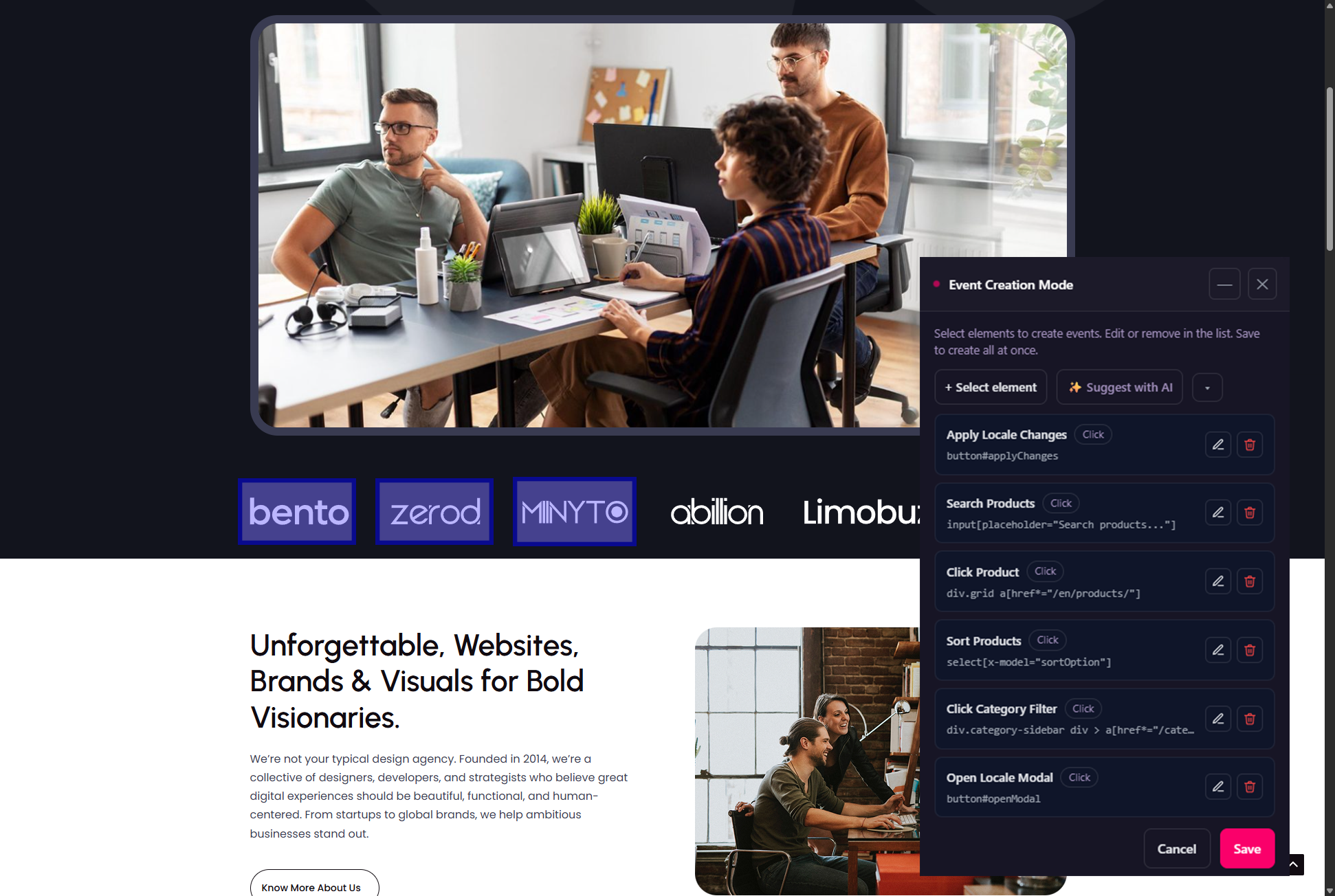 Define events visually